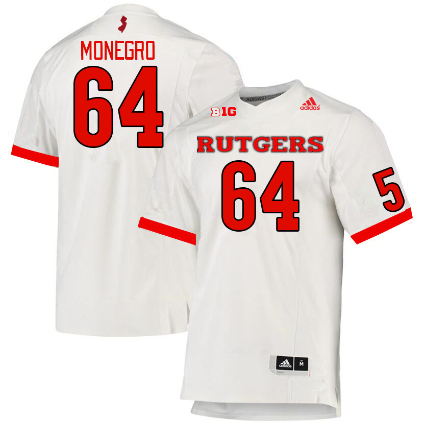 Men #64 Nelson Monegro Rutgers Scarlet Knights College Football Jerseys Stitched Sale-White